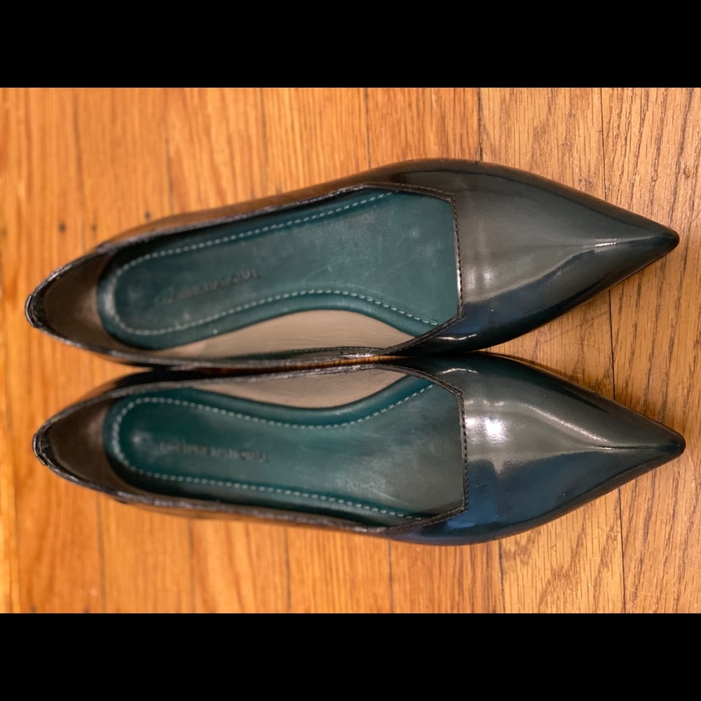 Costume National Dark Green Patent Leather Flats